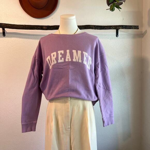 Pact Lilac Purple Boxy Organic Cotton DREAMER Crewneck Sweatshirt Size M - Picture 8 of 11